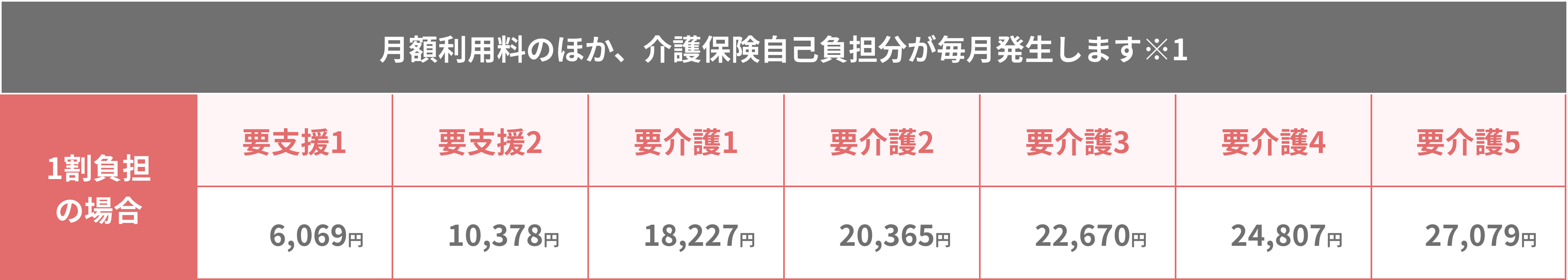 介護保険自己負担分表